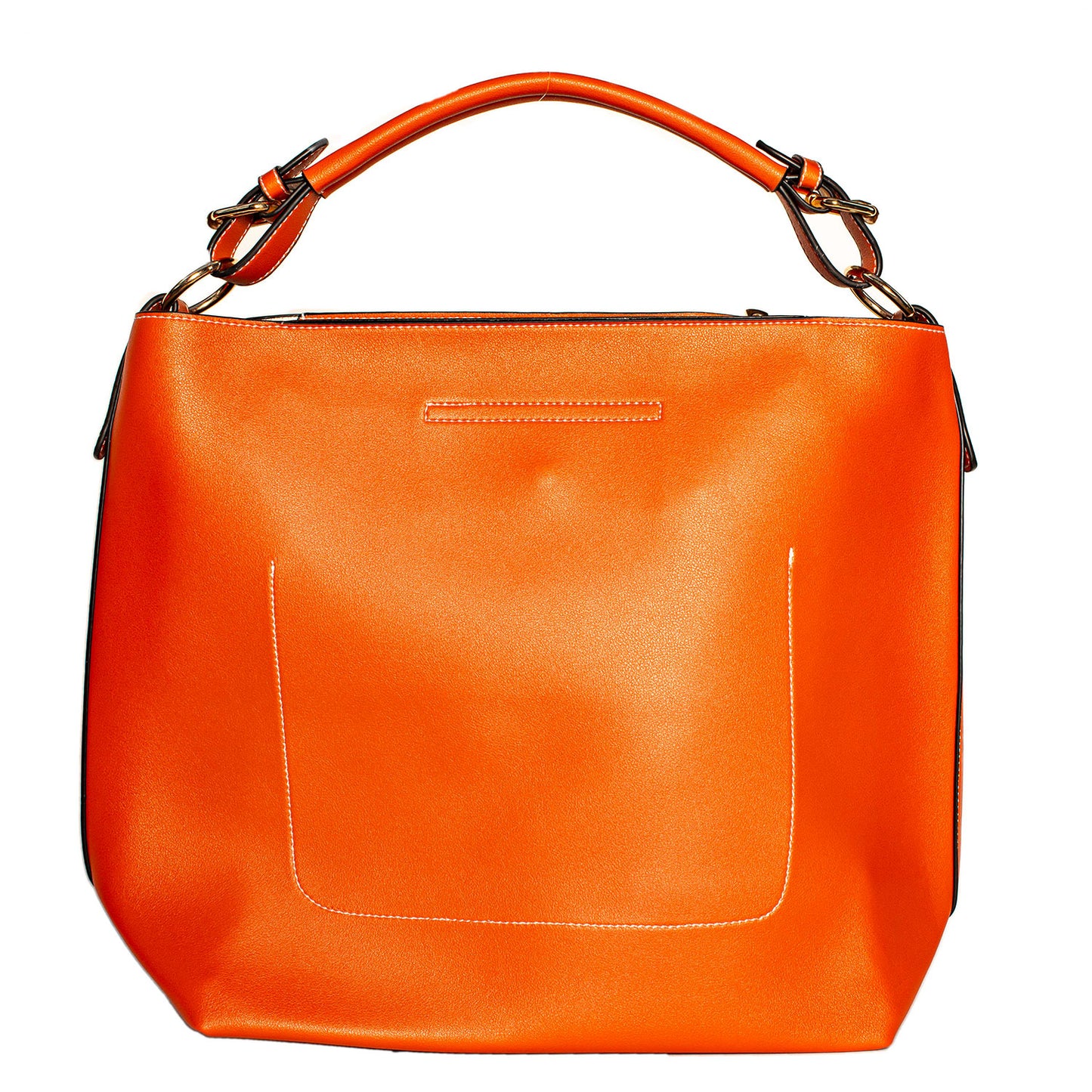 ORANGE TOTE HANDBAG WITH REMOVABLE PURSE SHORT HANDLES