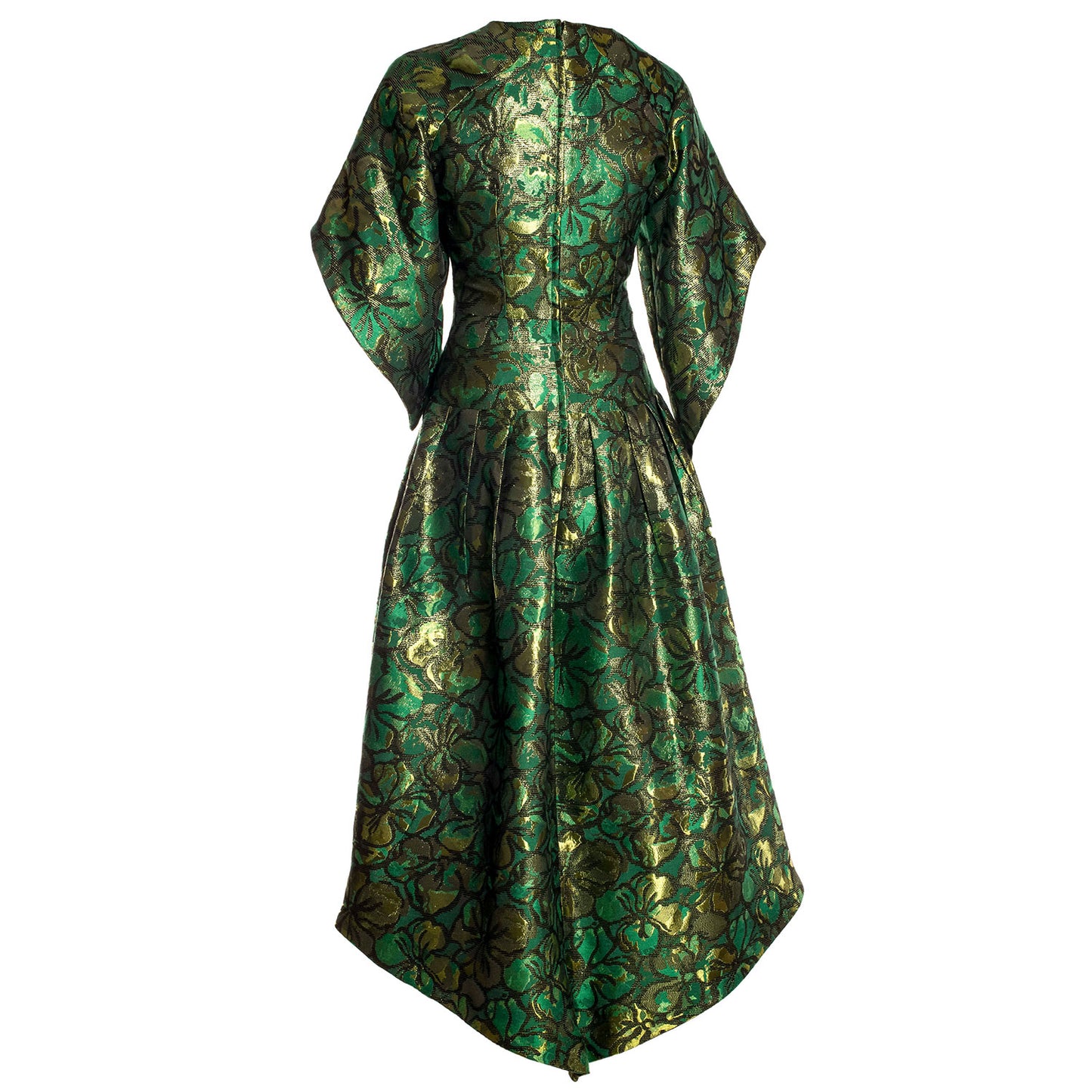 GREEN REGLAN SLEEVE DRESS WITH BASK