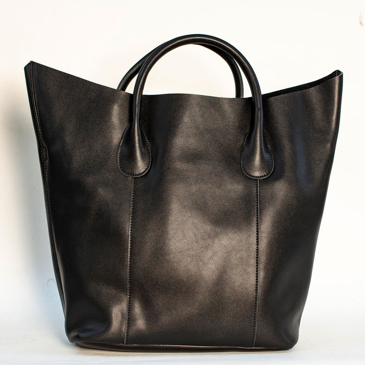 BLACK TOTE HANDBAG WITH REMOVABLE PURSE