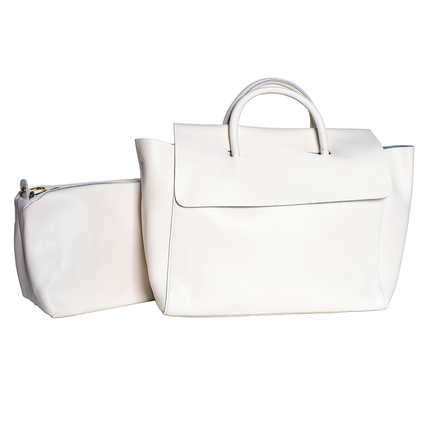 WHITE MODERN TOTE BAG WITH REMOVABLE PURSE