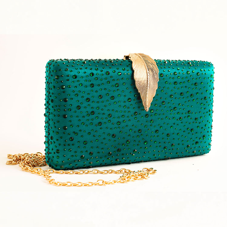 GREEN CLUCTH BAG ELEGANT GLITTER WOMEN CRYSTAL EVENING BAG