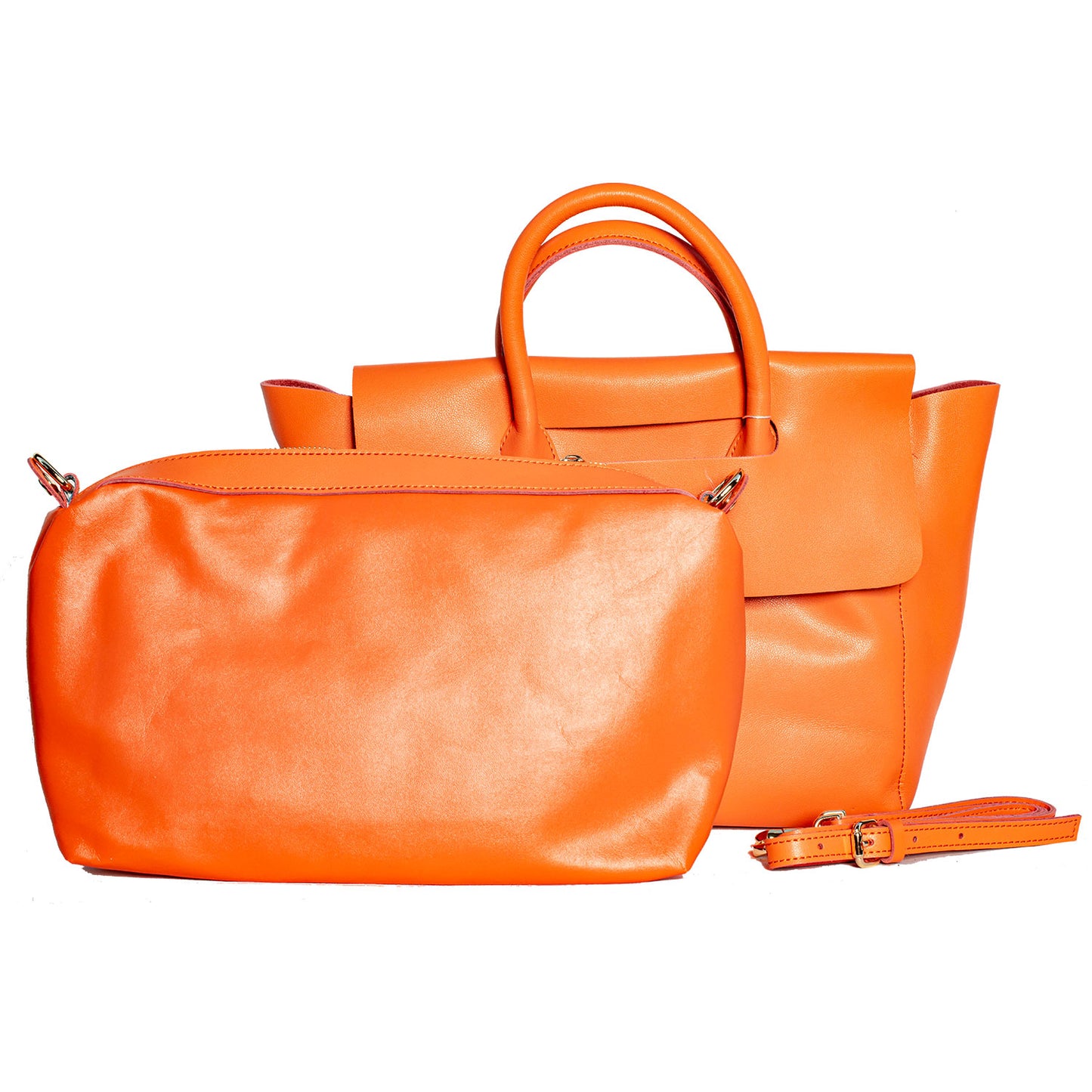 ORANGE MODERN TOTE BAG WITH REMOVABLE PURSE