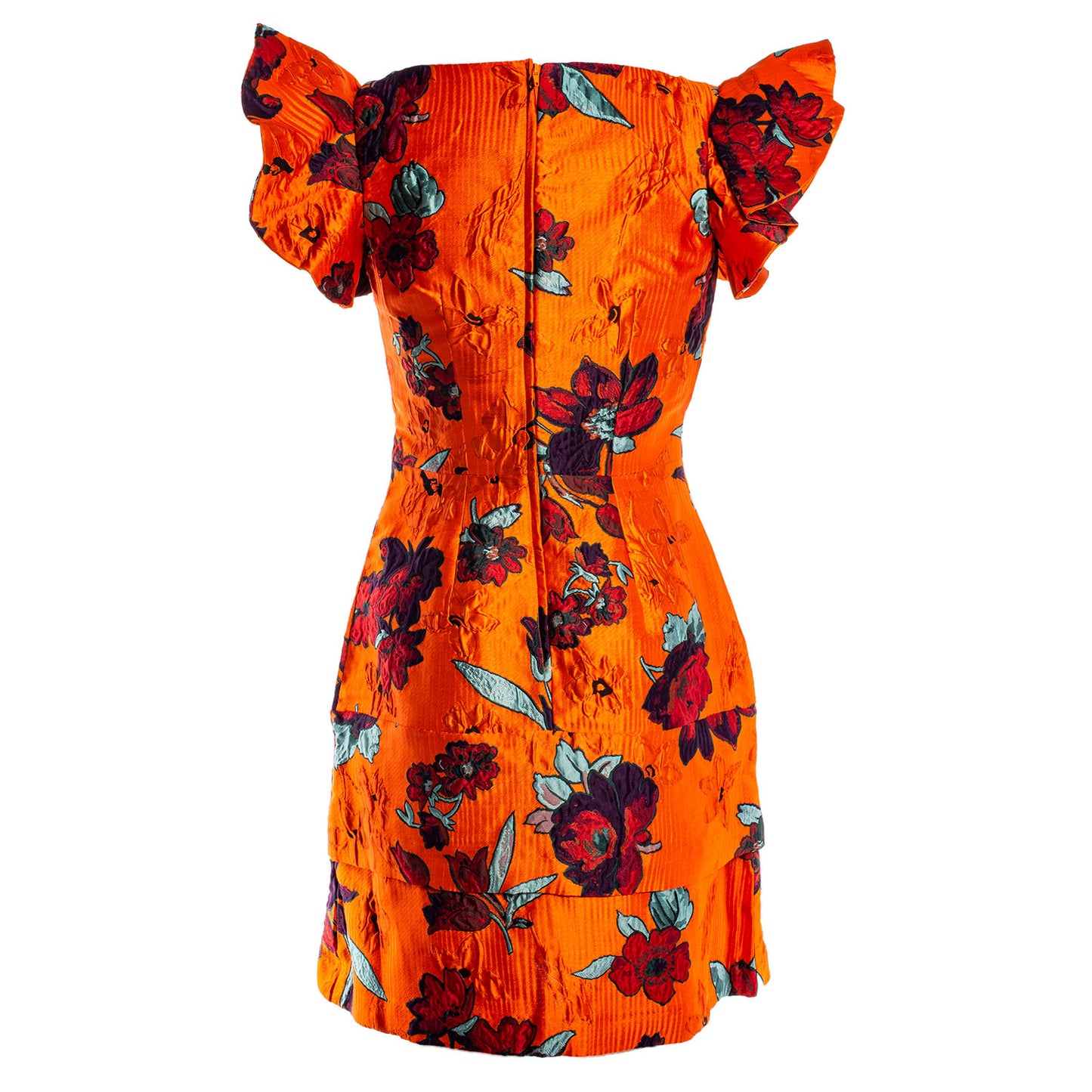 ORANGE BOAT NECK SHORT DRESS