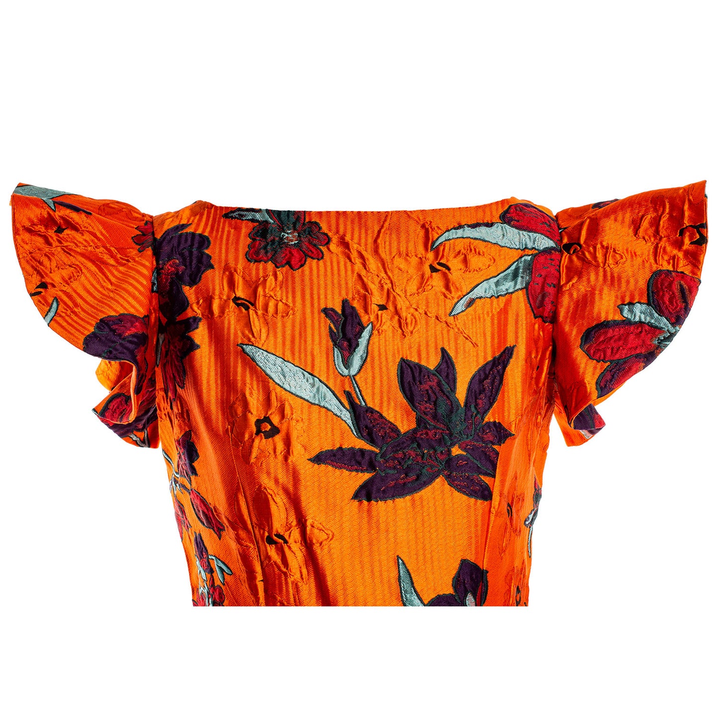 ORANGE BOAT NECK SHORT DRESS