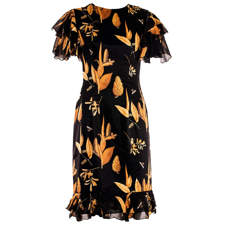 BLACK  GOLD FLORAL DRESS