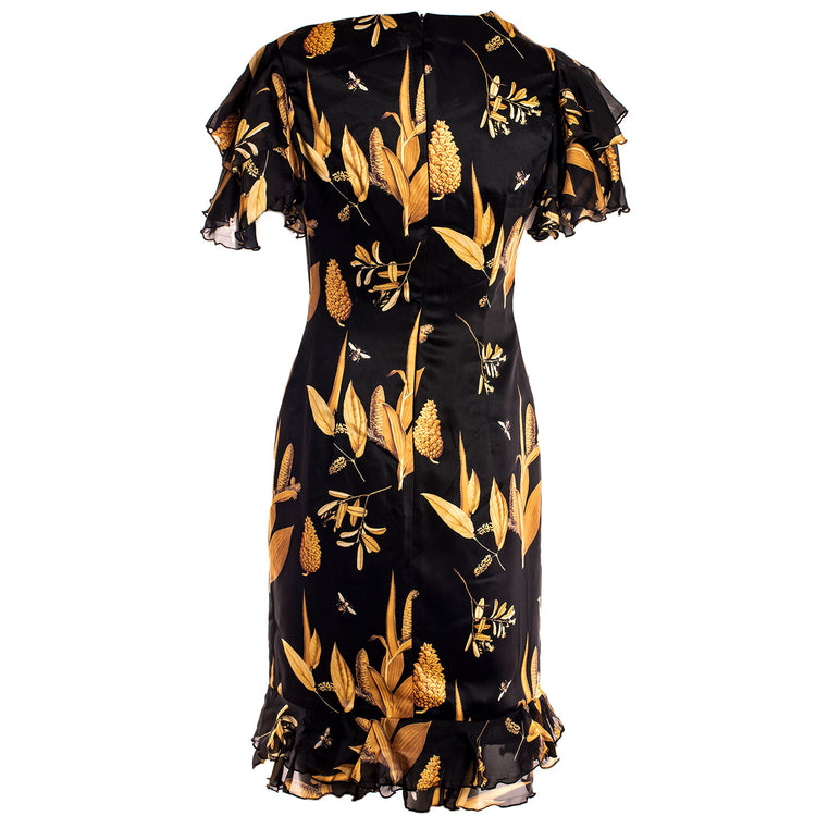 BLACK  GOLD FLORAL DRESS