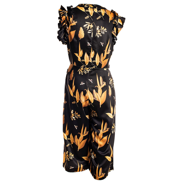 BLACK  GOLD SHORT JUMPSUIT WITH FRILL CUFF