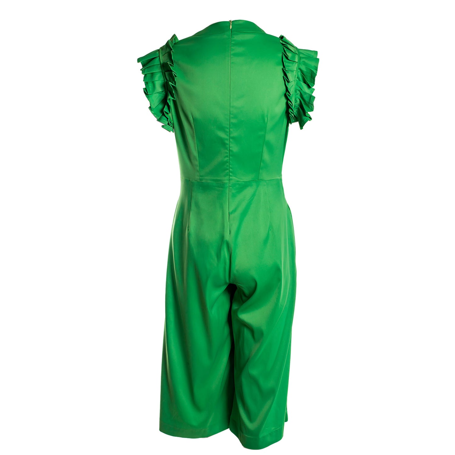 GREEN SHORT JUMPSUIT WITH FRILL CUFF