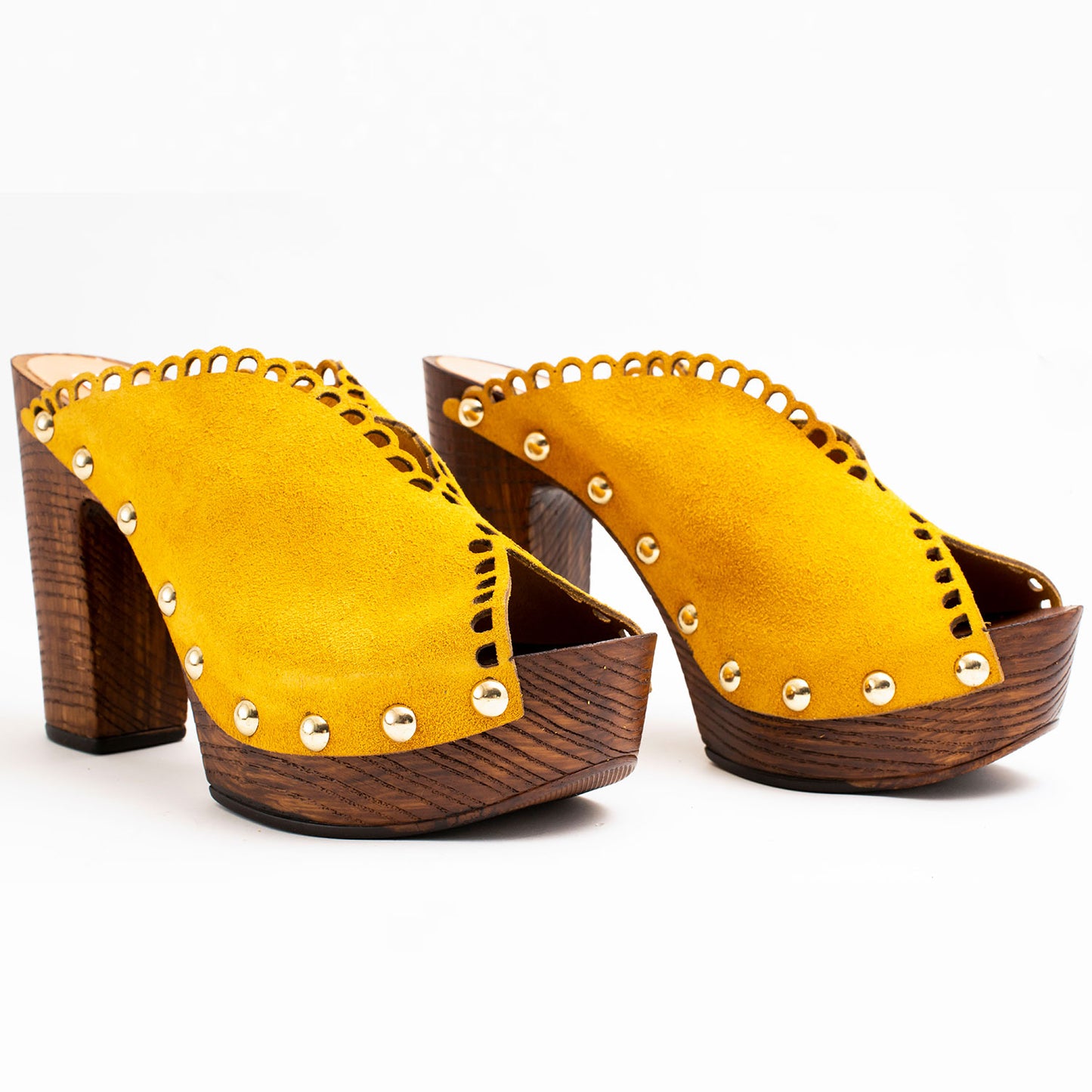 Platform Suede high heels mules, Color Yellow