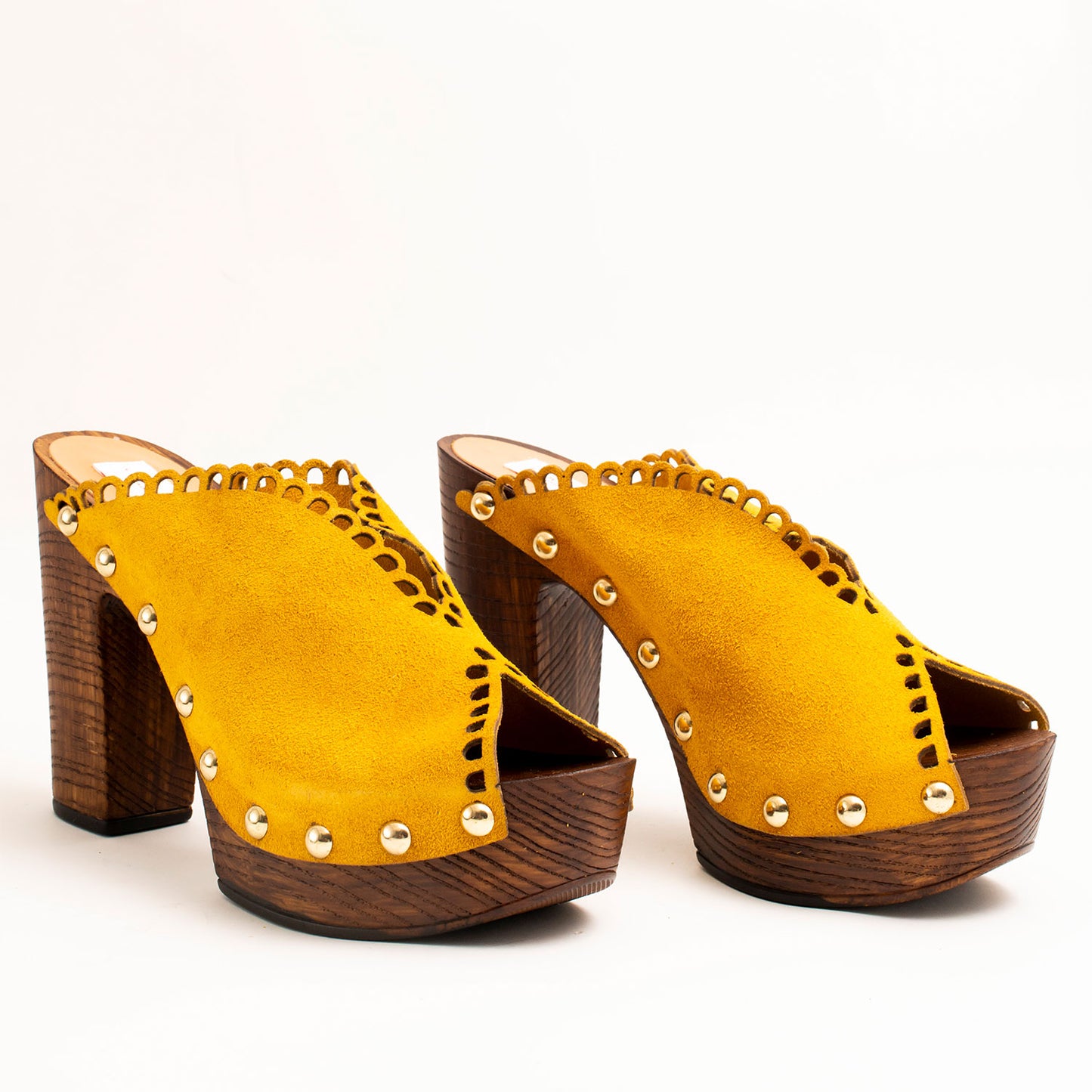 Platform Suede high heels mules, Color Yellow