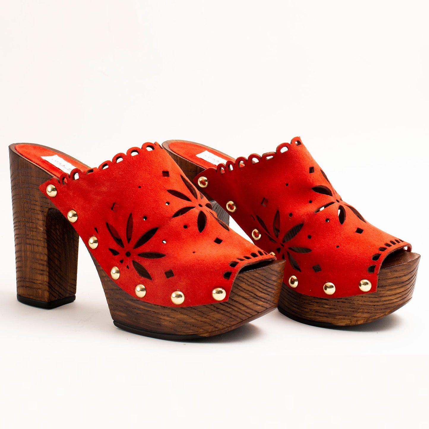 Platform Suede high heels mules, Color RED