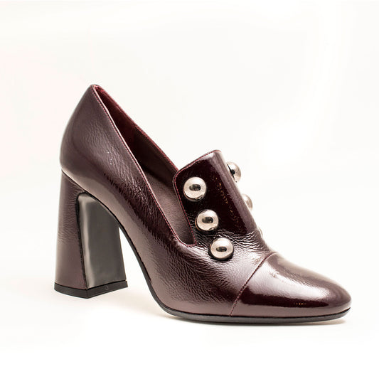 LADIES HIGH HEELS WITH STUDS, COLOR MAROON