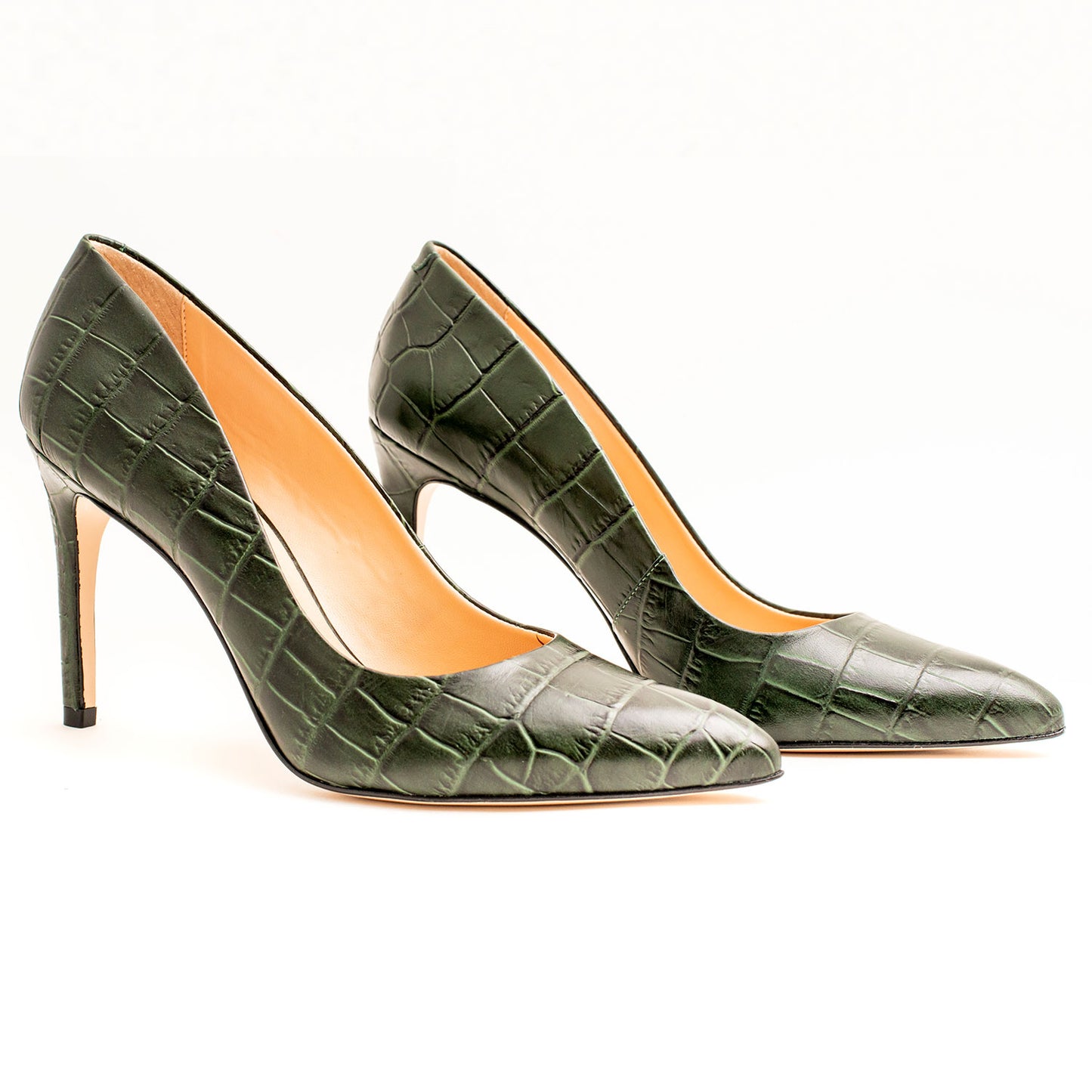 Ladies Croco Heels ,COLOR OLIVE GREEN