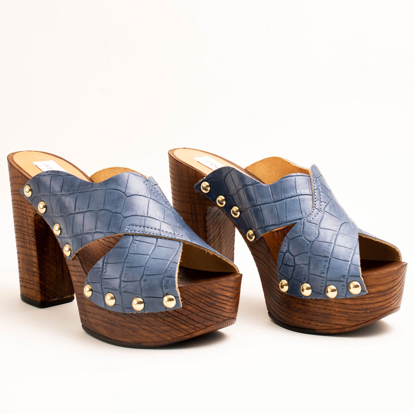 Platform high heels mules, COLOR NAVY BLUE